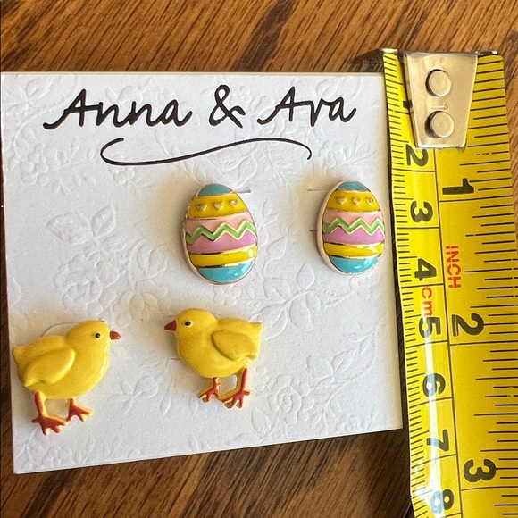 Anna & Ava Yellow Chick and Colorful Egg Earrings Perfect for Easter - Picture 3 of 3